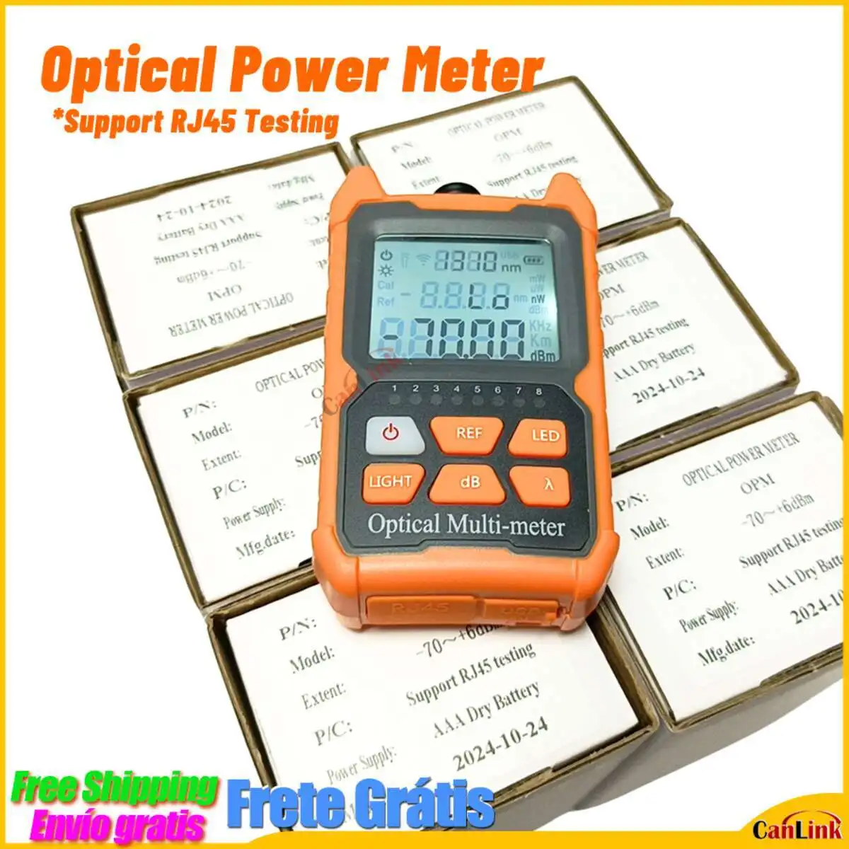 Mini opm portátil mini medidor de potência de fibra óptica testador de cabo de fibra óptica-70 + 6dbm suporte teste rj45