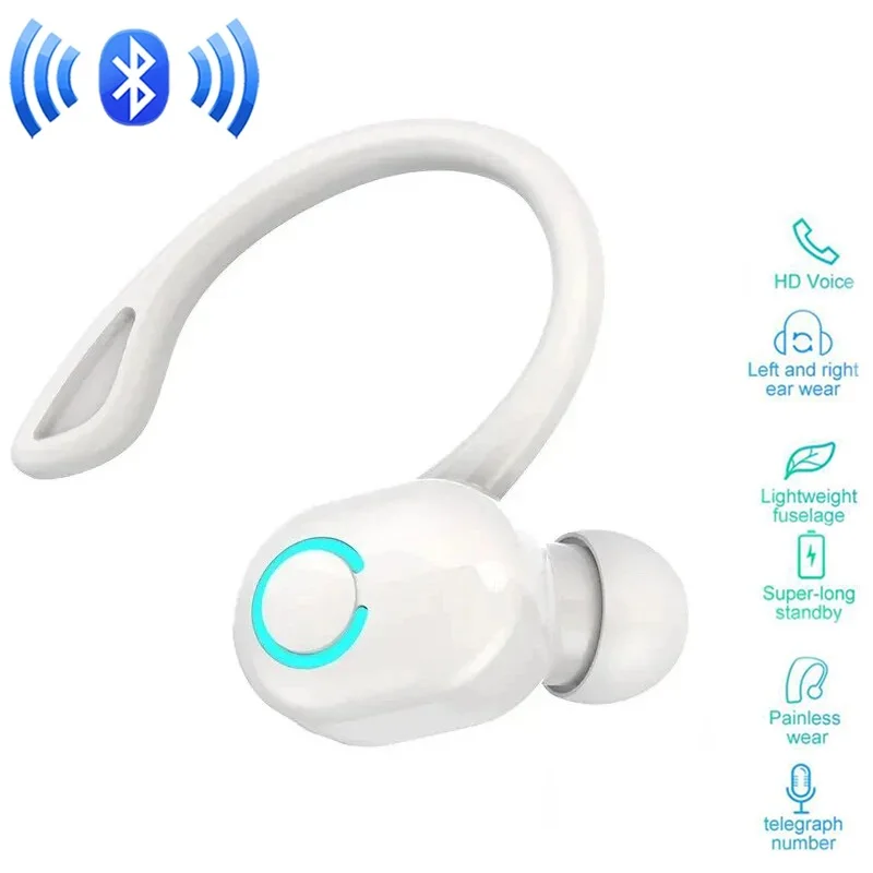 Wireless Bluetooth 5.2 Earphones Single Ear Earhooks Noise Cancelling Sport Headphones Headset With Microphone For iPhone Xiaomi