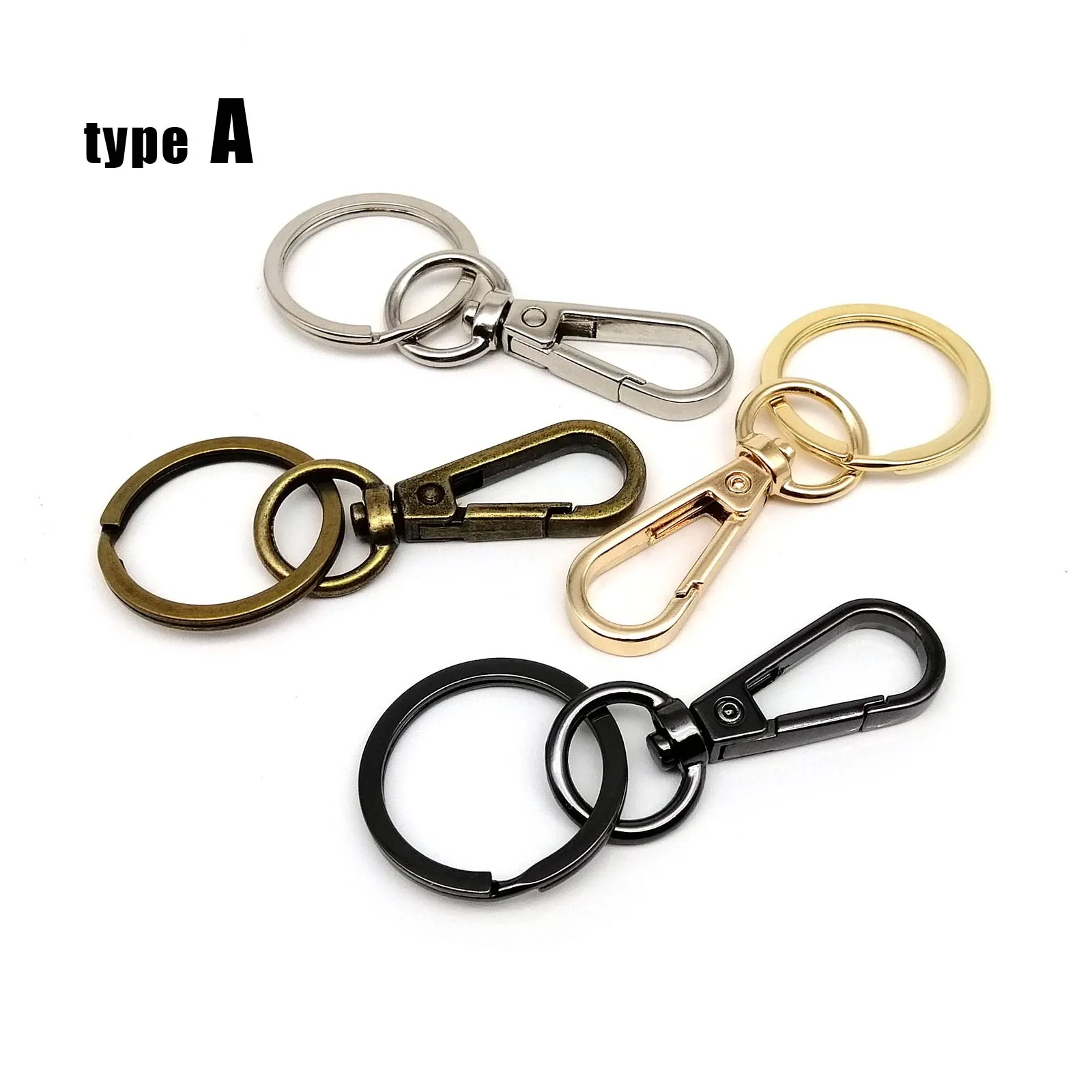 5 Stück drehbarer Hummer, Auto-Schlüsselanhänger, Schlüsselanhänger, Schlüsselanhänger, Verschluss, Clip, Trigger-Schnalle, Snap-Anhänger, Haken, geteilter Ring, 2 Typ, 7 Farben – Detail 3