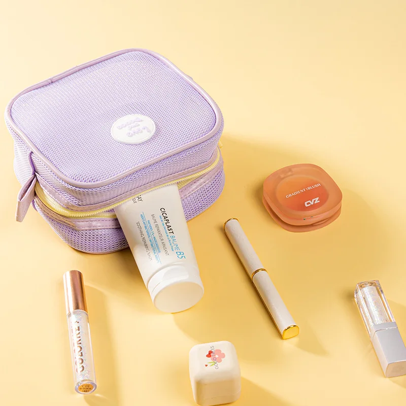 Travel Beach Toiletry Bag, Outdoor Lightweight Bag, Hand-held Grid Storage Bag, Portable Lipstick Cosmetic Bag