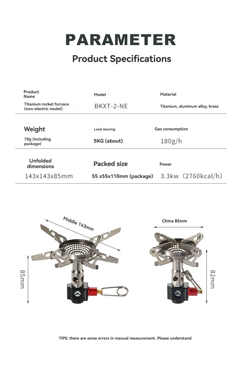 CAMPINGMOON BKXT-2-NE Titan-Raketenkocher 3300W Hochleistungs-Camping-Gaskocher mit 146 Auslässen und stabilem Druck – Detail 2