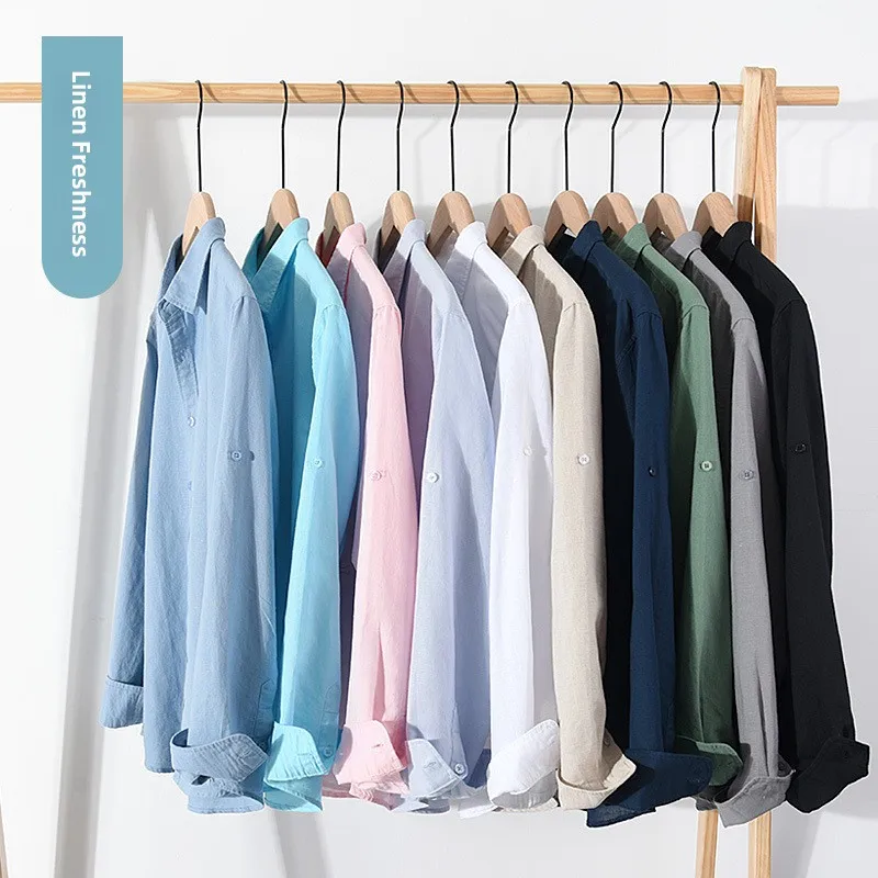 

Pure Color Long Sve Cotton Linen irt Men's Casual Busin irt Slim Fit Commute irt Paul Zhuofant Autumn 2024