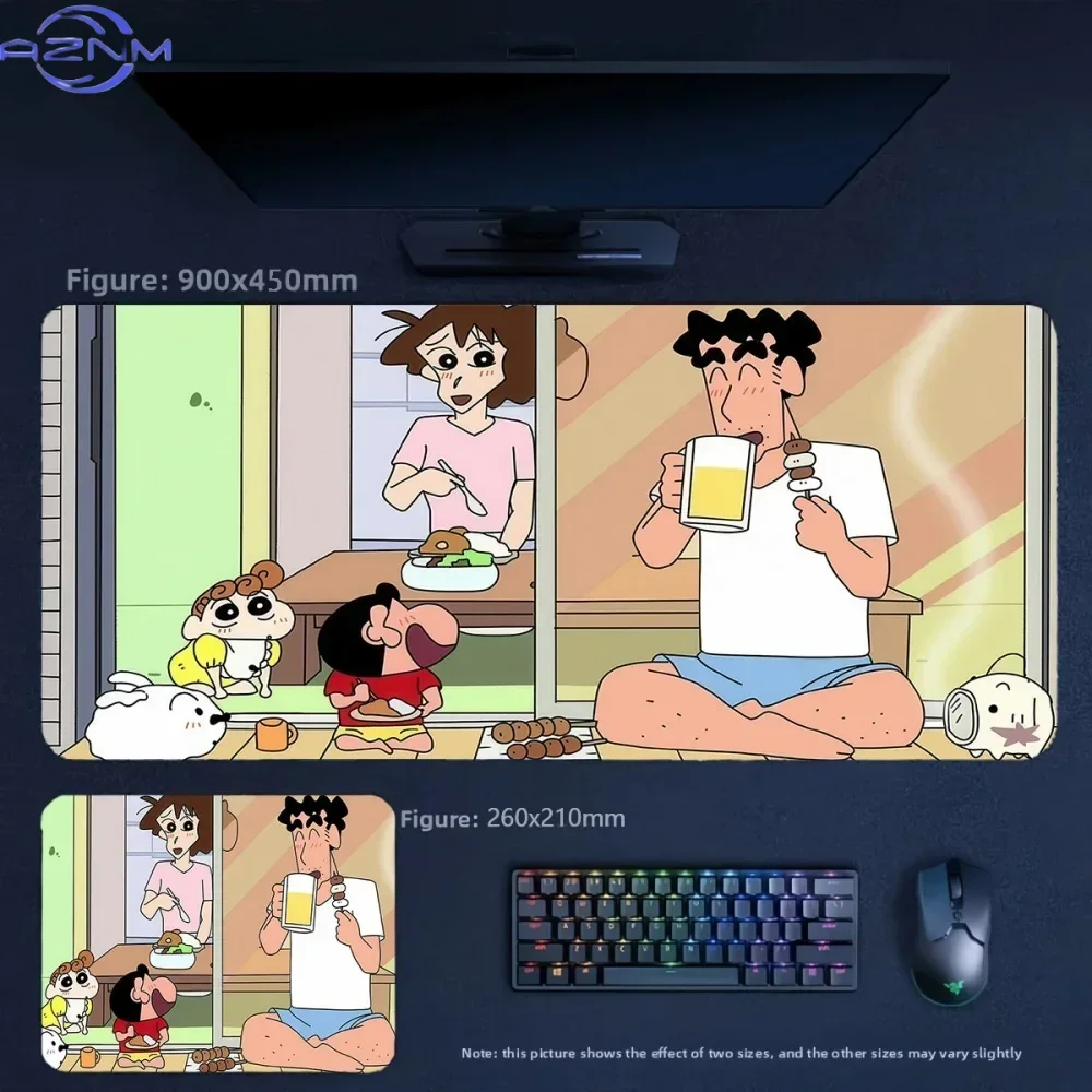 Anime Crayon Shin-chan Family Bus Scene Large Mousepad Rubber Non-Slip Extended Gaming Desk Mat Keyboard Pad for PC Gaming Offic