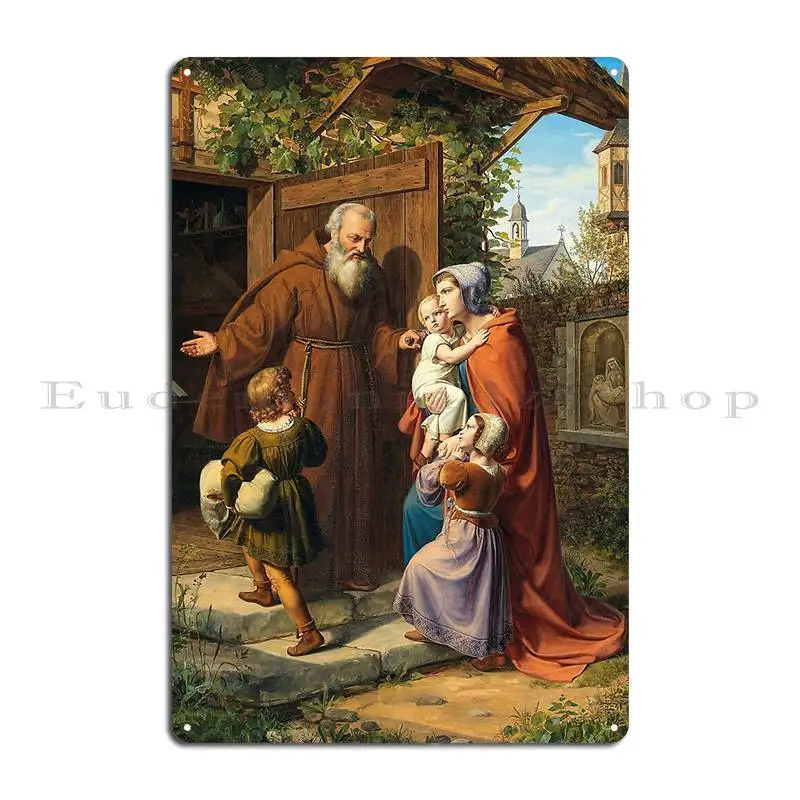 Saint Elisabeth Landgravine Of Thuringia Fleeing From The Wartburg Carl Fielgraf 1843 Metal Sign Vintage Customize Living Room