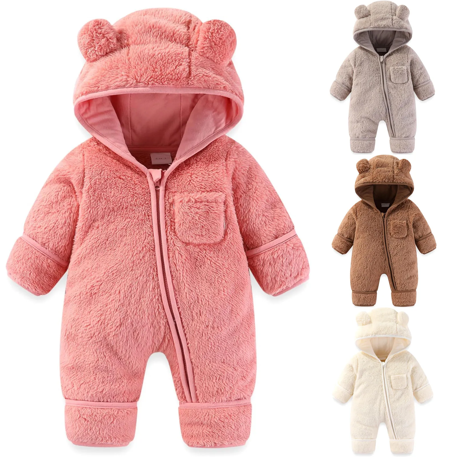 Baby Clothes 0 To 3 6 9 12 Months For Winter Infant Costume Newborn Girls Rompers Boys Bear Jumpsuits Fleece Warm Kids Bodysuit