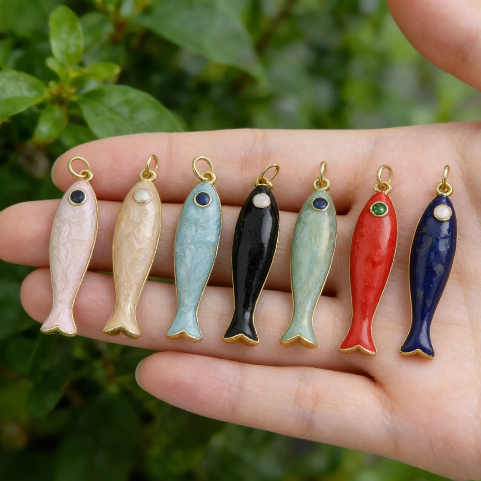 1PC multicolored copper Vintage Slim Long Fish Tiny Pendant DIY Bracelet Necklace Earring Making Ocean Animal Jewelry make