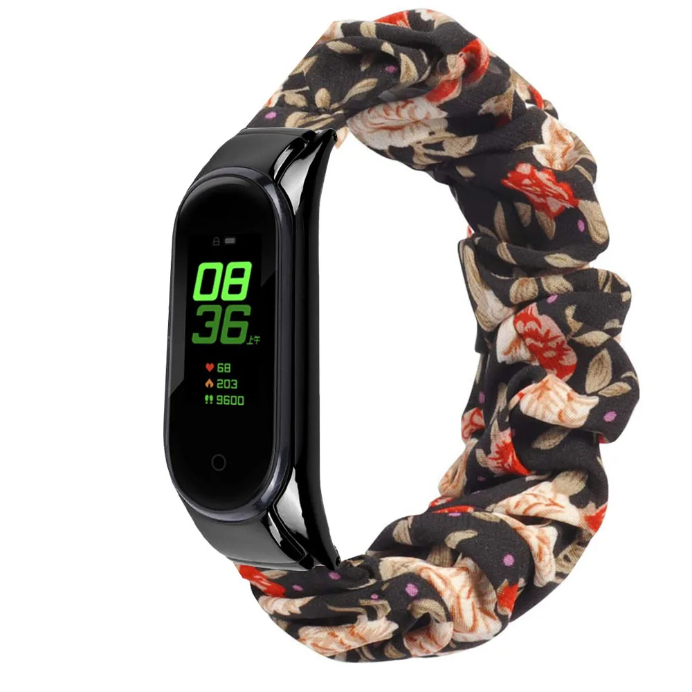 Scrunchie Strap for Xiaomi Mi Band 6 5 4 3 Strap Nylon Bracelet Elastic Wrsitband for Mi Band 6 5 Mi Band 5 4 3 Accessories Belt