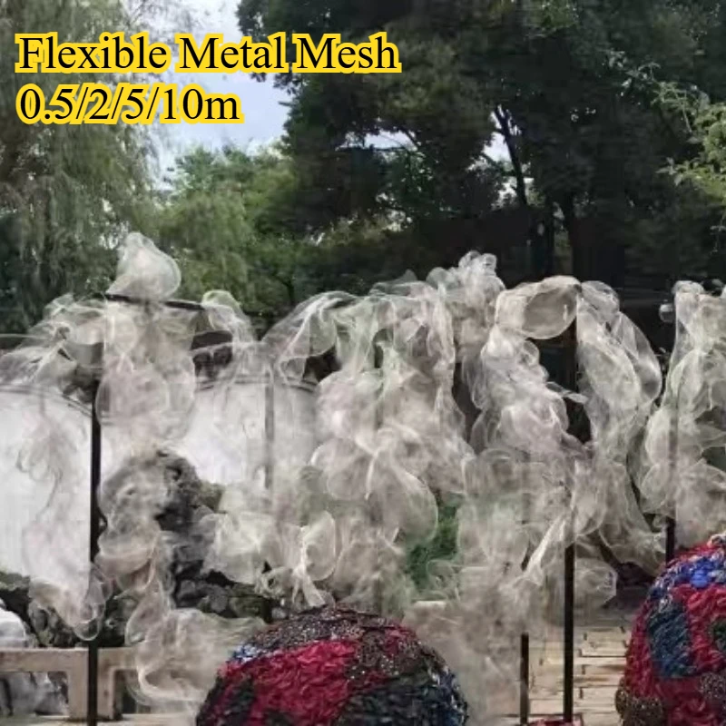 Flexible Metal Fog Mesh Wire Net Wedding Banquet Ceiling Decoration Cloud Shape Mesh Stage Layout Window Art Display Ornament