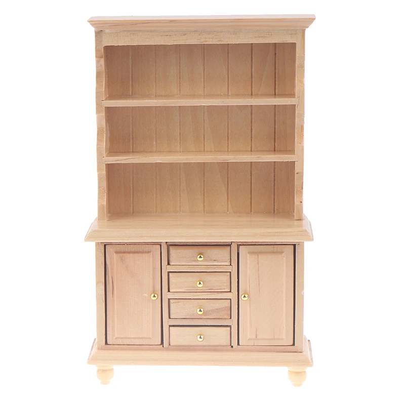 1:12 Miniaturowe meble do domku dla lalek Wielofunkcyjna drewniana szafka Regał na książki