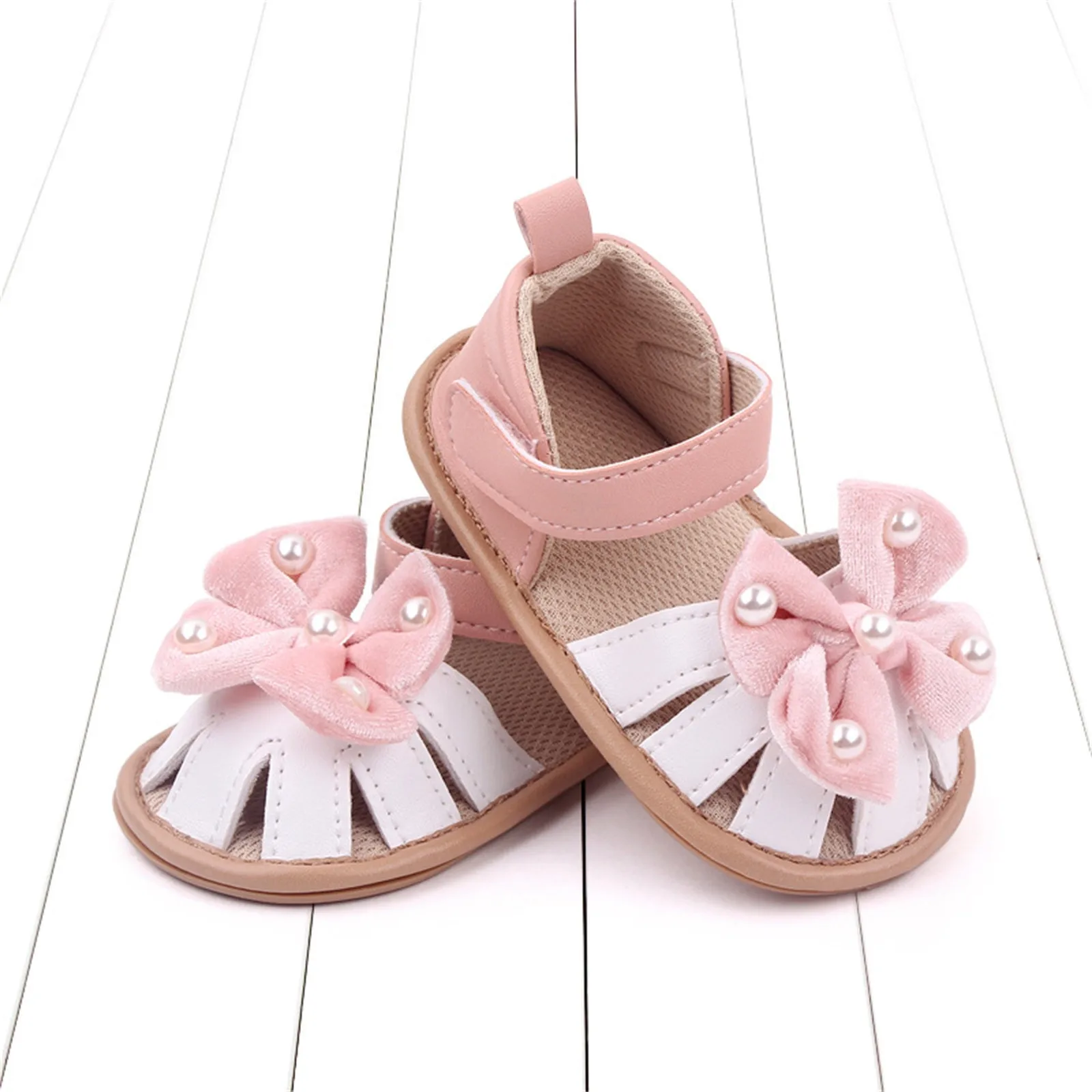 

Baby Lightweight Breathable Hook Loop Bow Tortoise Booties Flip Flop Summer Children Infant Toddler Girls Sandals Flat Bottom