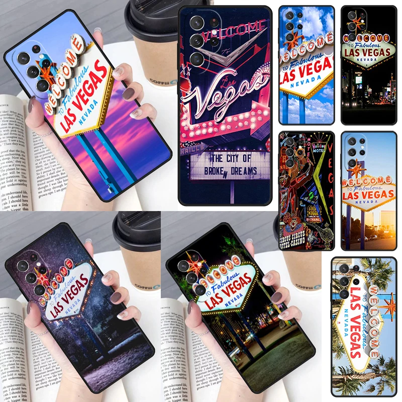 Las Vegas Sign LIGHTS Nevada Cover For Samsung Galaxy S23 Ultra S22 S20 S21 FE S8 S9 S10 Plus Note 10 20 Ultra phone Case