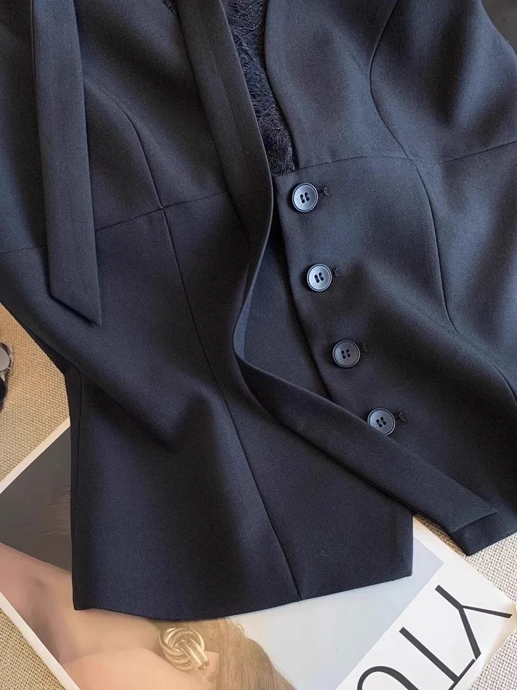 الراقية خمر Bla الدانتيل لصق سترة المرأة الصيف Ele Slizing Svel أعلى مطابقة تنوعا ارتداء فضفاضة تناسب #5