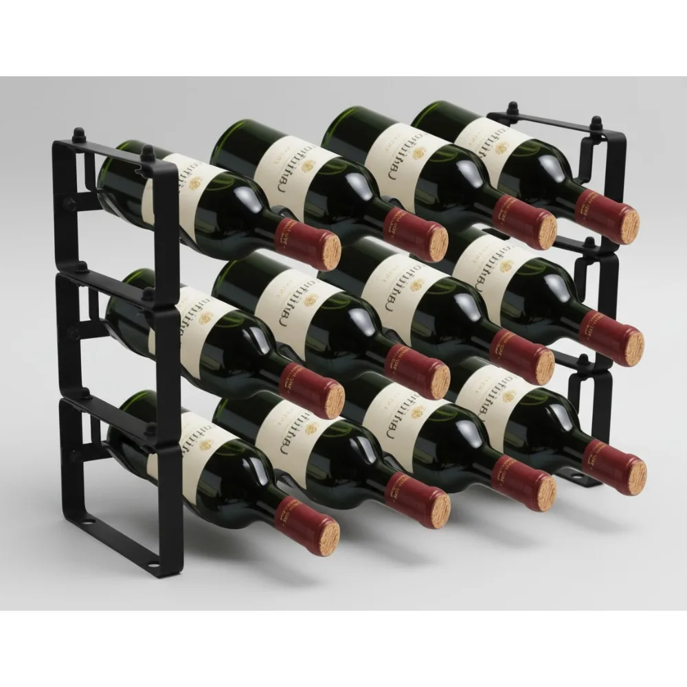 

Штабелируемая металлическая винная полка на 12 бутылок — расширяемое хранилище для кухни, бара и небольших помещений
