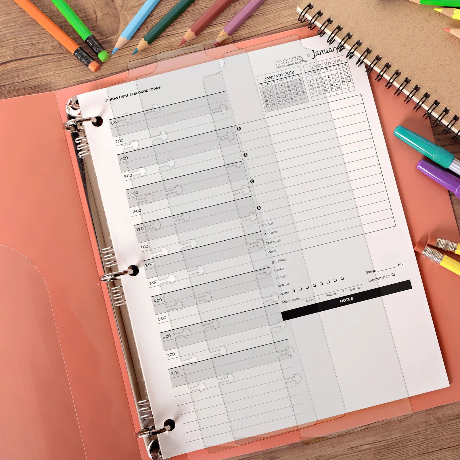 

5Pcs Plastic Divider Cards for Binders Notebooks Planners Snap-in Index Pages Cute Aesthetic Separators Folder Dividers