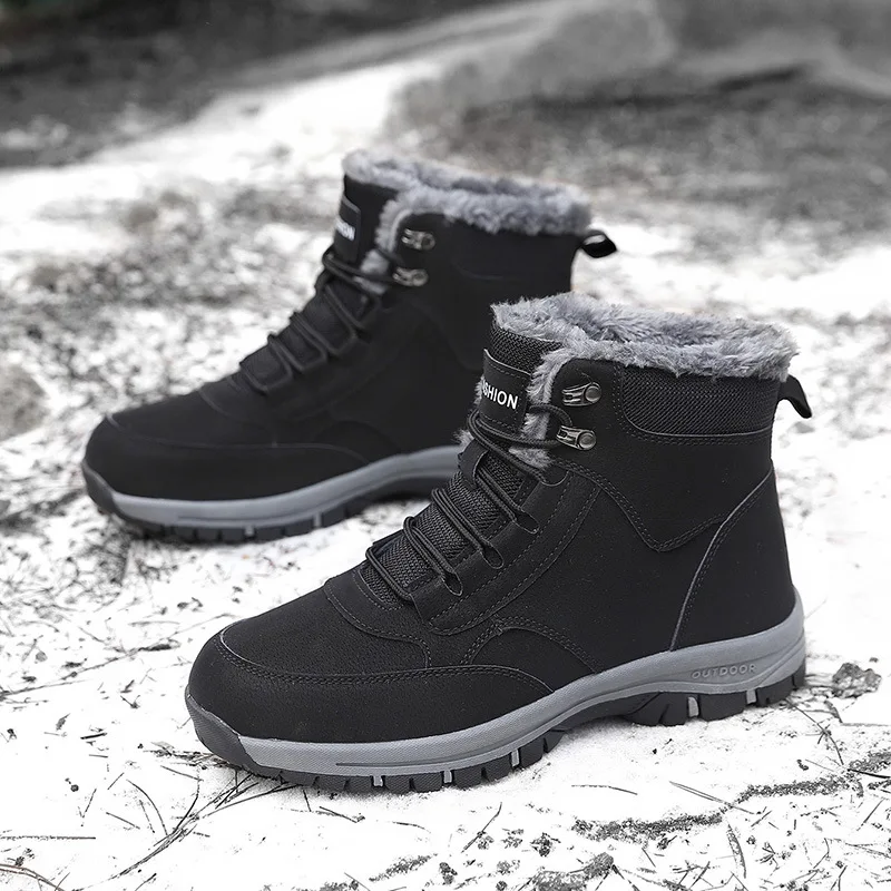 Winter Velvet Men's Shoes Top Quality Casual Snow Boots Waterproof Warm Men Boots Outdoor Male Trekking Sneaker Botas Zapatos