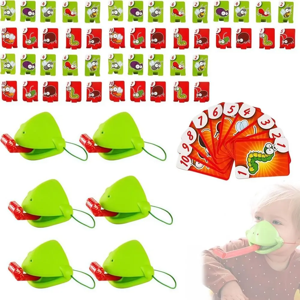 Funny Frog Mask Wagging Tongue Games Two/Four People Desktop Game Frog Mask With Blow Tongue Parent-child Interaction