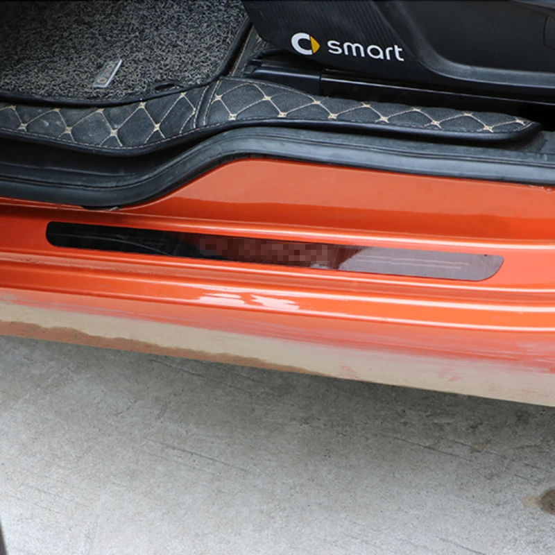 

2 Pieces Stainless steel door pedal trim For Brabus Smart 451 453 Fortwo B Logo threshold protection car stickers Accessories