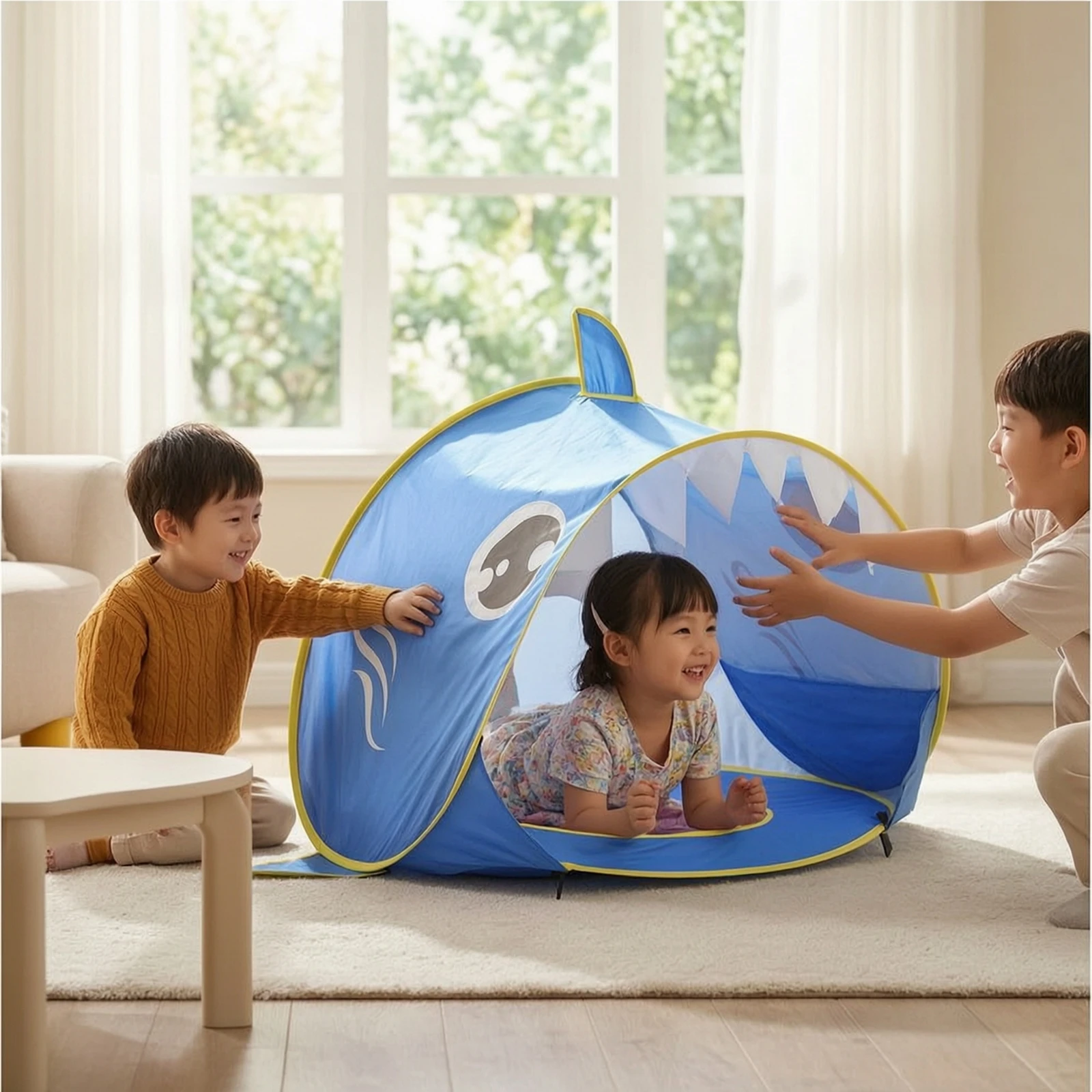 Shark Beach Tent Easy to Carry Play Tent with Removable Canopy Portable Beach Cabana Water Repellent Sun Shelter Long-Lasting