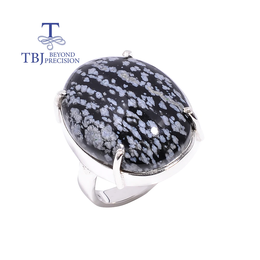 S925 Silver Elegant Handmade Ring Natural Obsidian Perfect Stone of Clarity & Protective Fine Jewelry for Special Occasions Gift