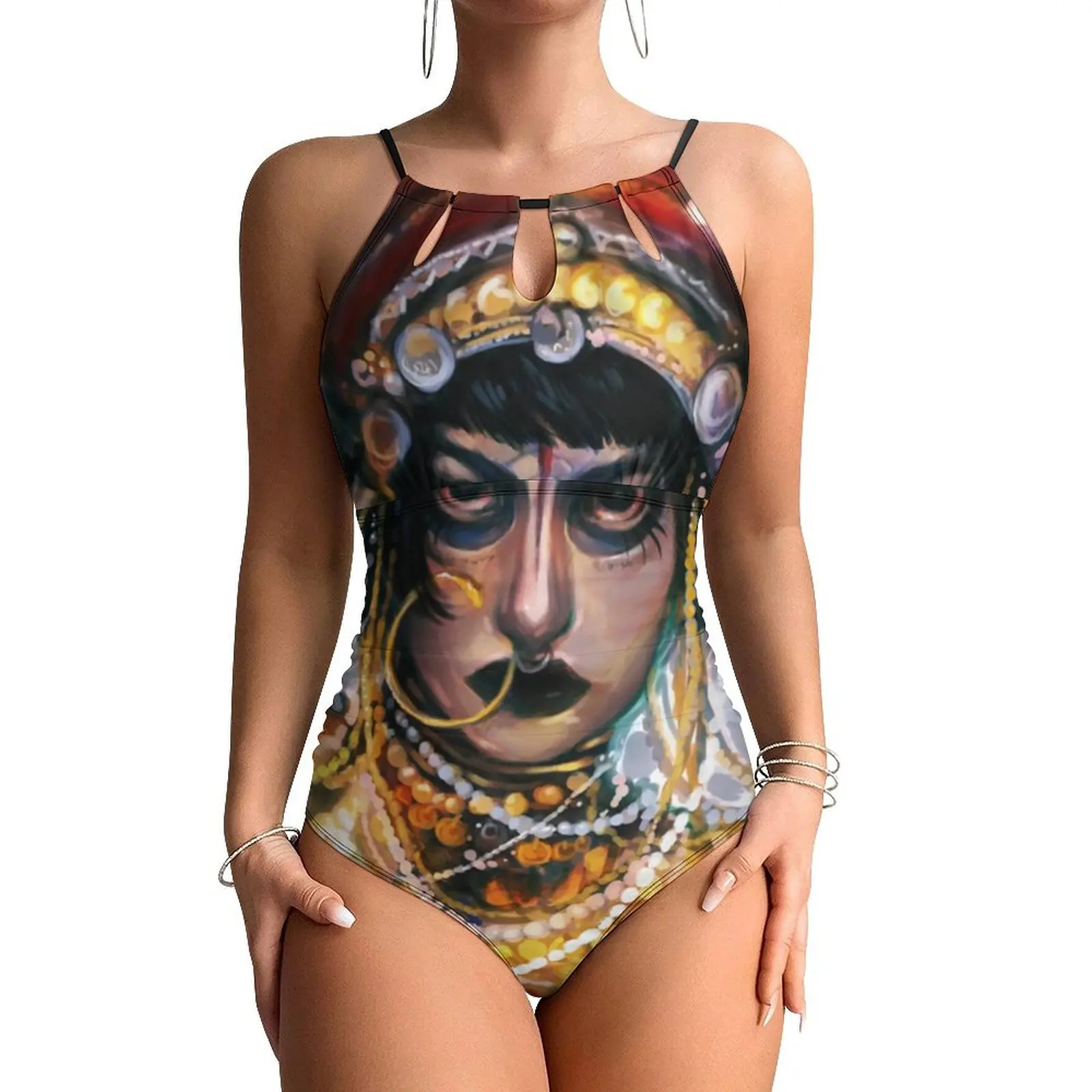 Jibaro Oil Paint Swimsuit Love Death Robots Swimwear Holiday Rave Swimsuits Sleeveless Bathing Suit Lady Push Up Sexy Beach Wear