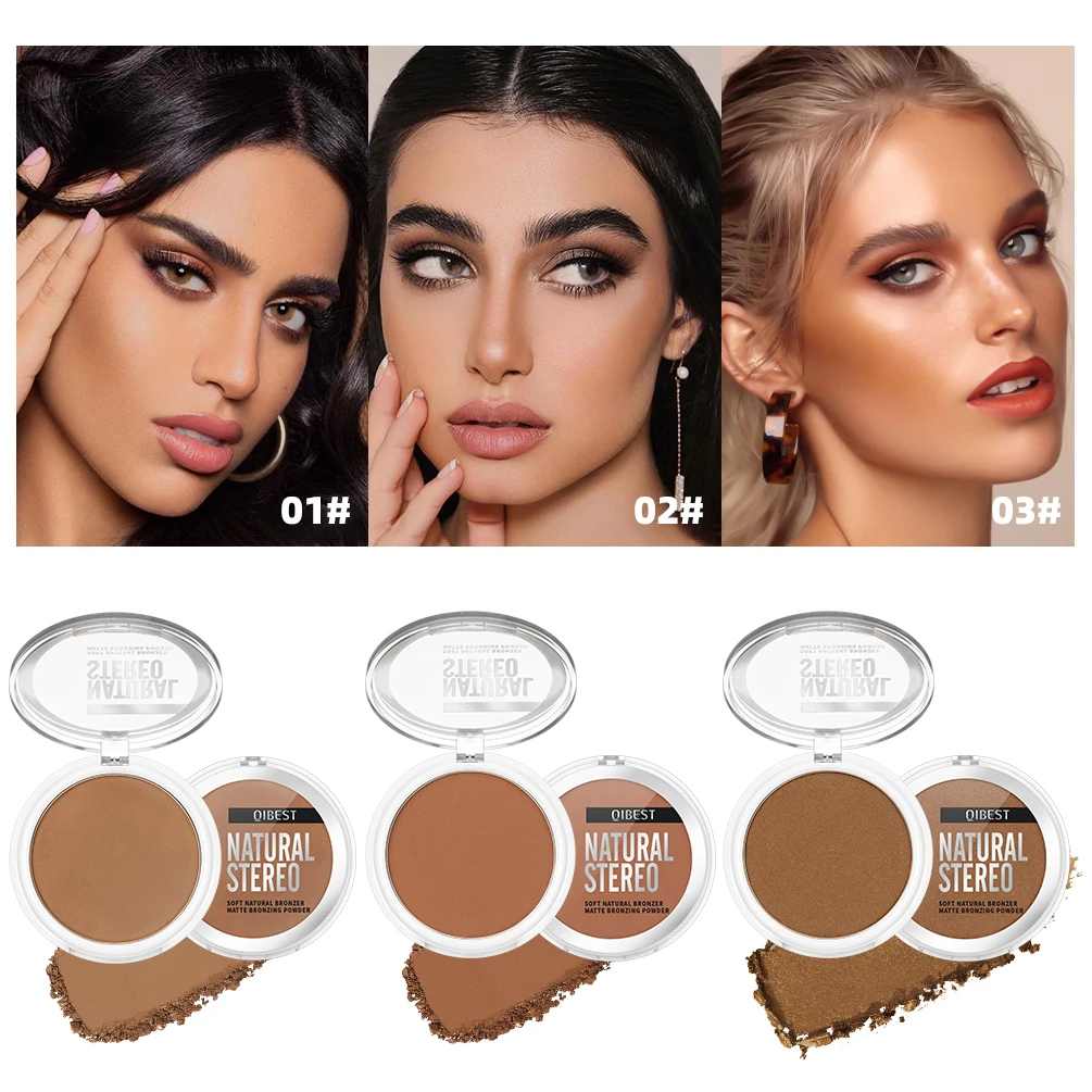 QIBEST Face Bronzer Makeup Contour Shading Powder Trimming Powder Make Up Cosmetic Face Concealer Highlighter Bronzer Palette