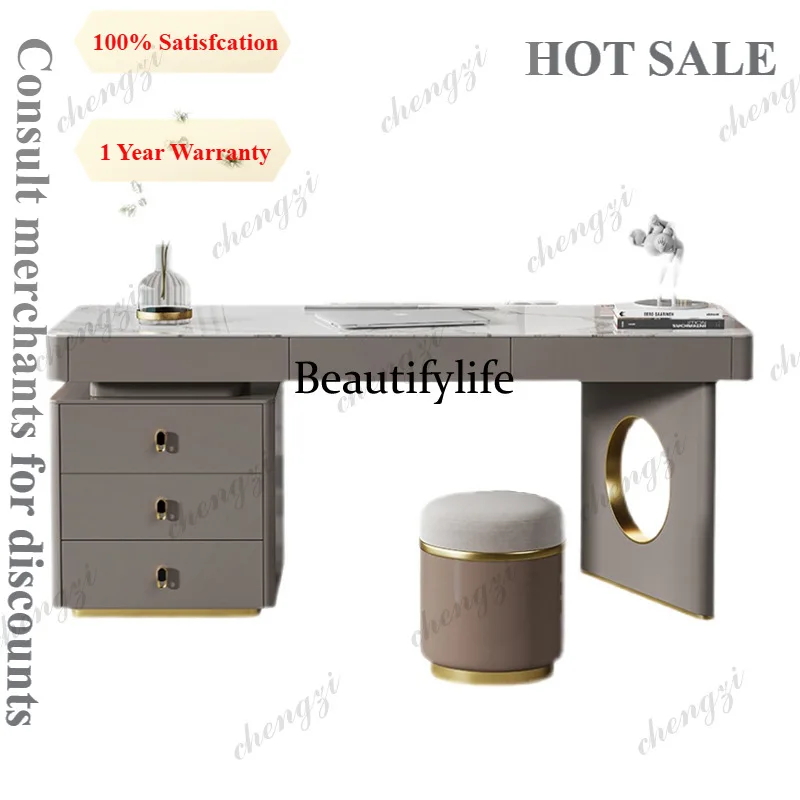 B573 Lacquered Light Luxury Office Desks High-end Rock Plate Design Sense Office Desks Modern Simple Furniture Escritorio