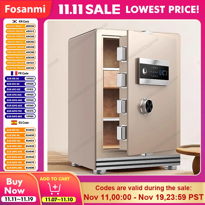 ترقية 2025 معتمدة من CSP آمنة مع التحكم WiFi ببصمة الإصبع متوفرة في ارتفاع 30 45 60 70 80 سم لأمن المنزل بجانب السرير #1