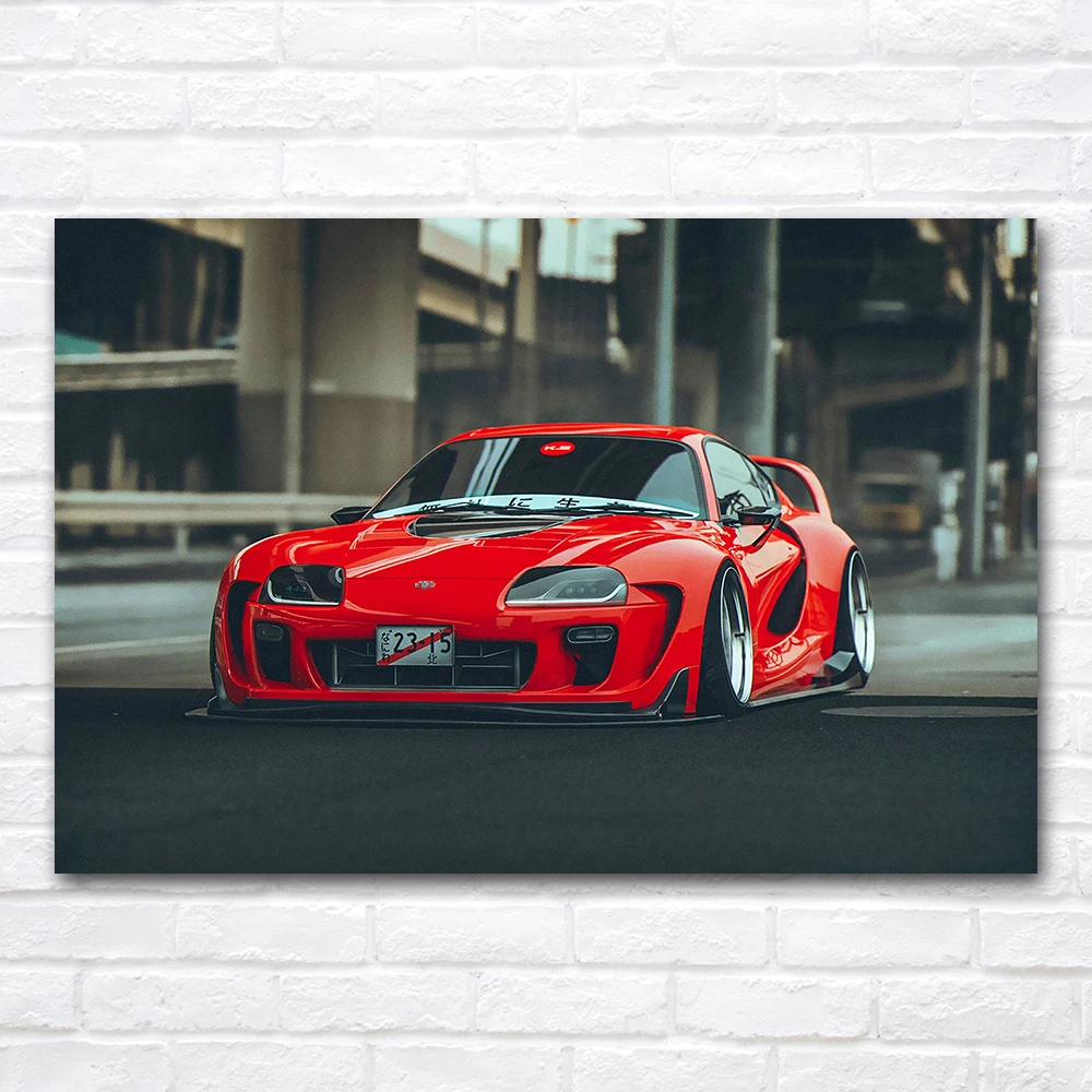 Red Supra MK4 Supercar Picture Modern Vehicle Wall Art Room Decor Poster Canvas Print Paintings DIY Frame
