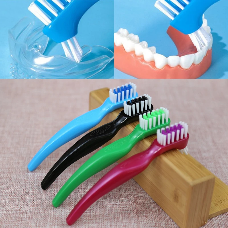 

Denture Cleaning Brush Dual Heads Gum Cleaner For Men Women Multi-Layered Bristles False Teeth Brush Oral Cleaning Tools