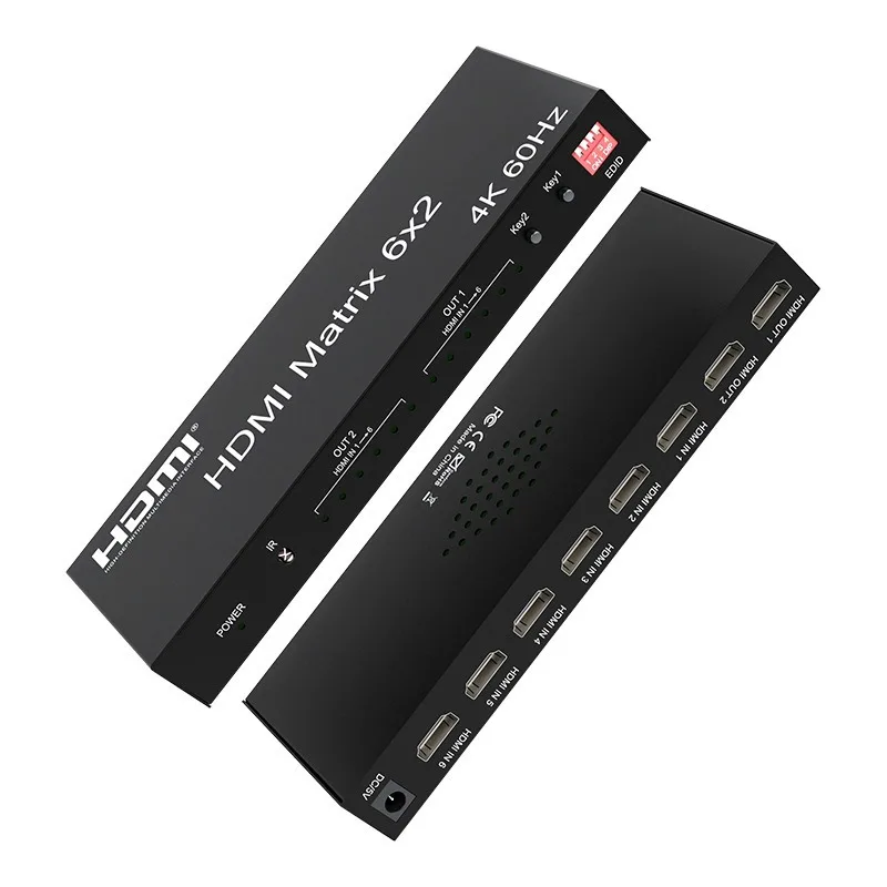 4k 60hz HDMI Audio Video Splitter 6 In 2 out hdmi Switch Switcher with Audio for PS4 Computer TV Monitor