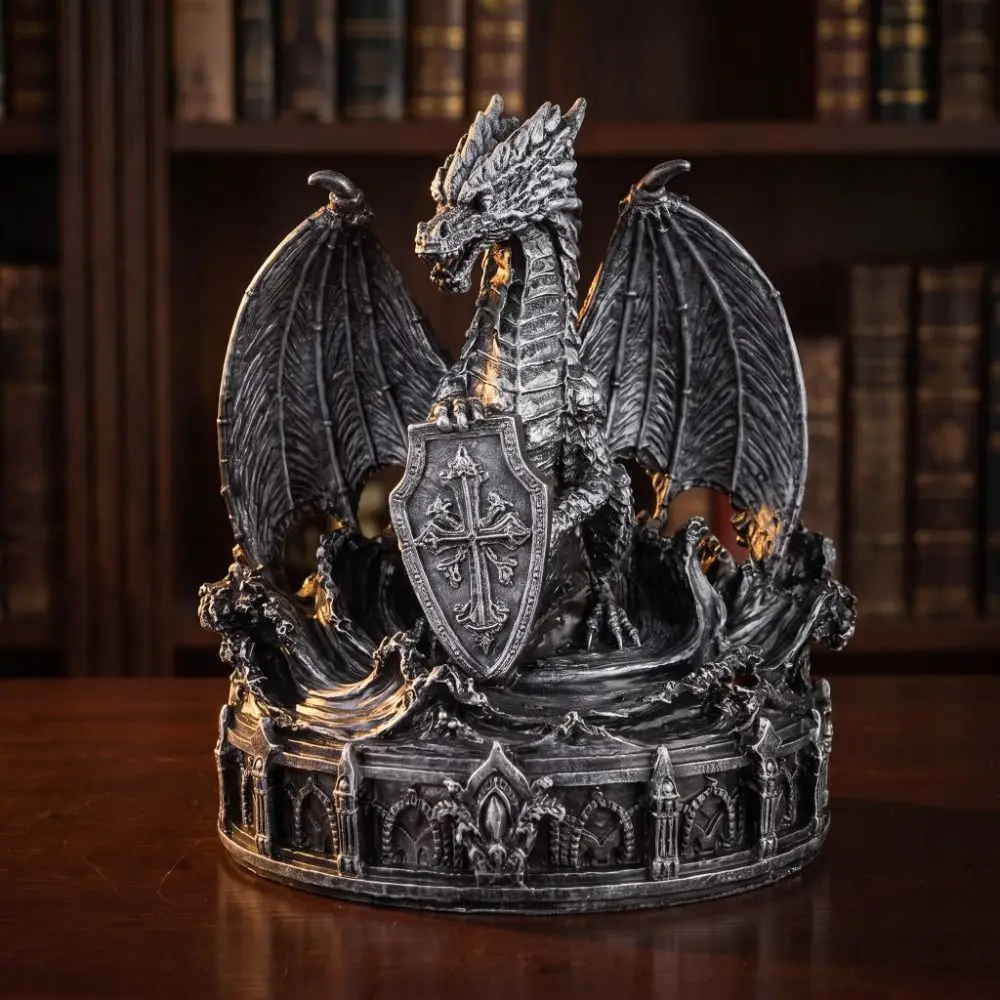 Vintage Gothic Dragon Night Light Resin Dark Style LED Desk Light Desk Ornaments Atmosphere Night Light Halloween