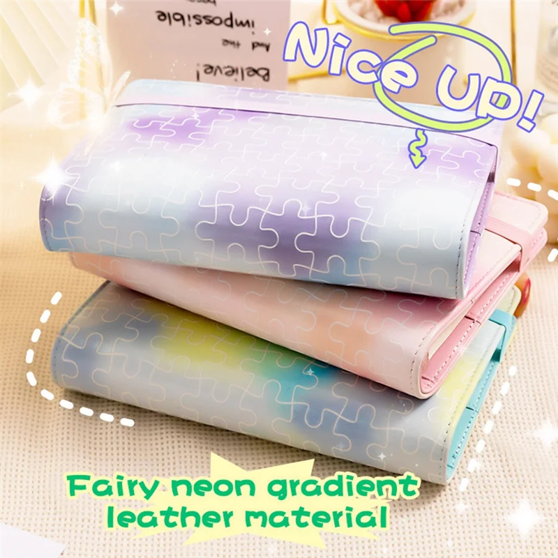 E-Easy To Use-A6 6 Ring Budget Binder, Notebook Binder Cover , Loose Leaf Personal Planner Binder With Magnetic Buckle Closure P