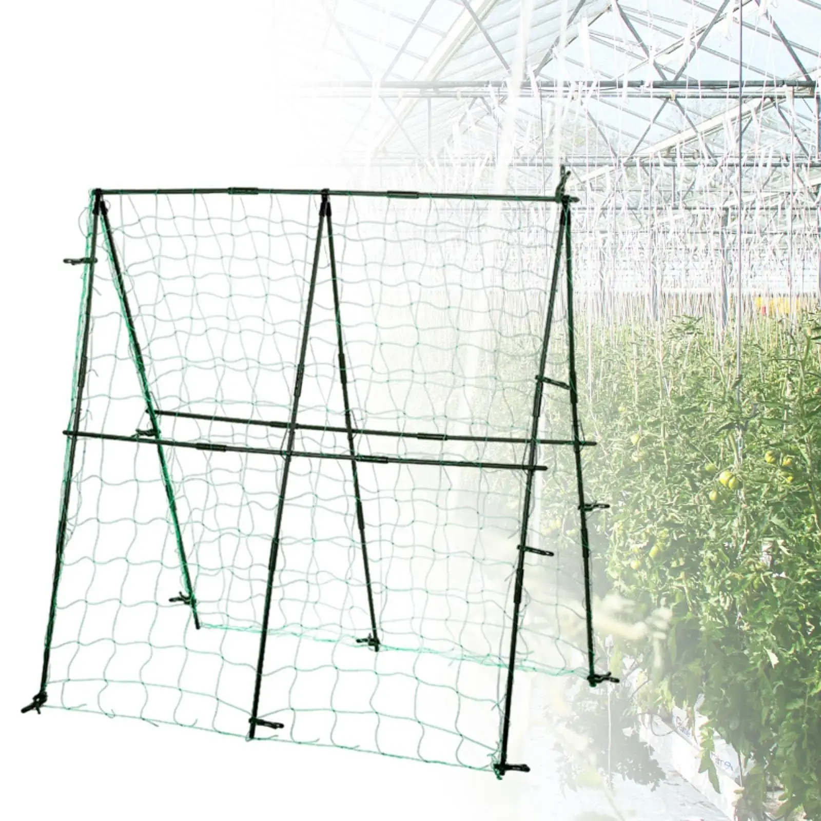 

Foldable Metal Plant Trellis with Netting Adjustable a Frame Garden Trellis for Climbing Plants Outdoor Raised Bed Support