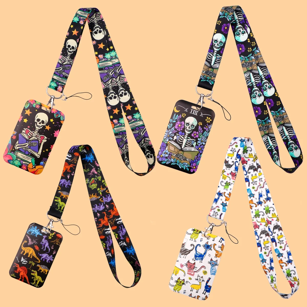 Skeleton Keychain Lanyard for Keys ID Badge Holder Credit Card Neck Strap Lariat Phone Strap Jewelry  Keyring Accessories