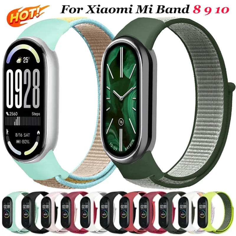 Nylon-Armband für Xiaomi Mi Band 10 9 8 Sportlich Bequem Atmungsaktiv Einfache Anpassung Armband für Mi Band 10 9 8 Correa Zubehör