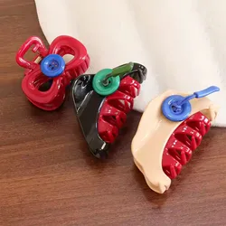 New Creative Design Fashion Geometric Button Series Hair Clip Simple Cute Acetate Shark Clip Hair Accessories For Woman Girls