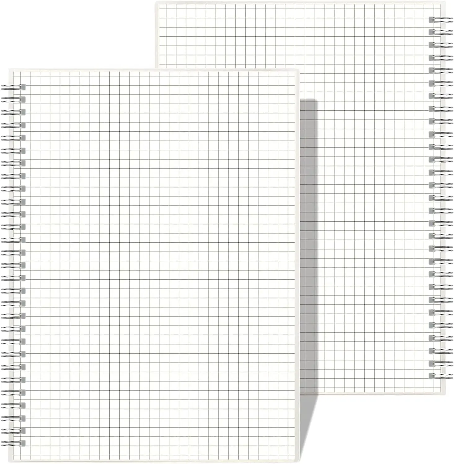 

Graph Paper Notebook Spiral 2 Pack - B5 Grid Notebook 7.3"x10" with 100GSM Thick Paper, 320 Pages Total, Clear Plastic Hardcover