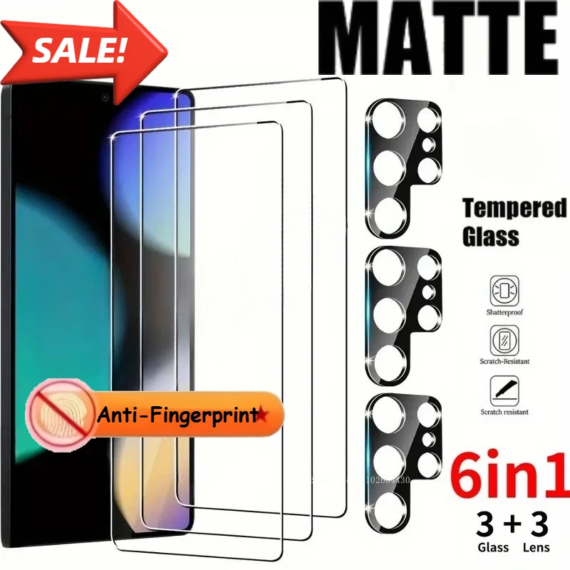

Защитная пленка из матового закаленного стекла 6-в-1 для Samsung Galaxy S25 S24 Ultra S23 S22 Plus S24 S23 FE Стекло с пленкой для объектива