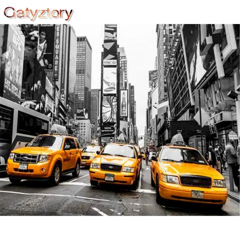 

GATYZTORY Black White Street Painting By Numbers DIY Frame Paint By Numbers For Adults Landscape Morden Wall Art For Gift
