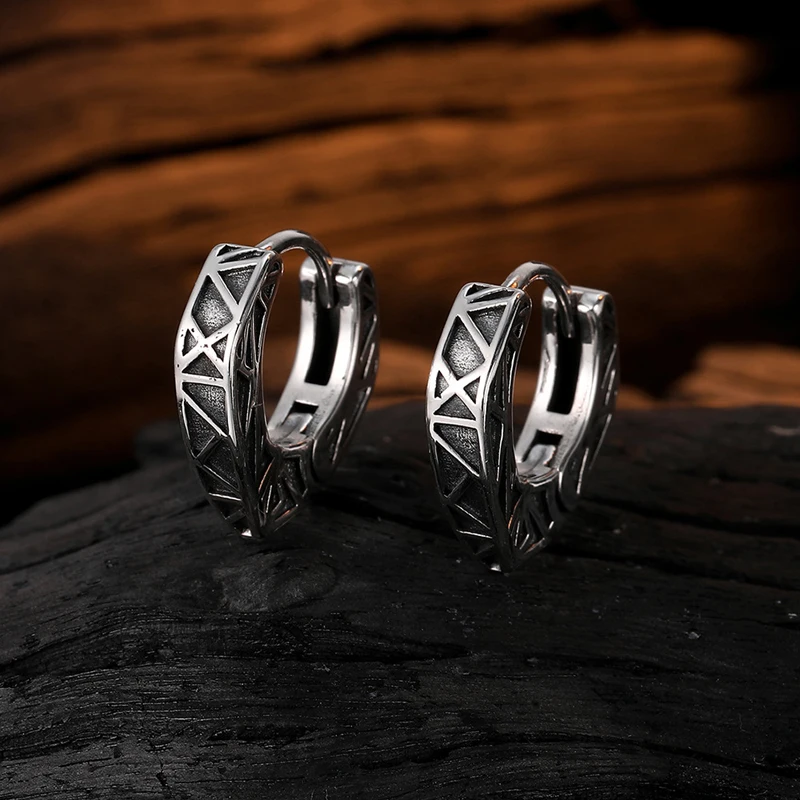 KOFSAC Geometric Pattern Heart Ear Buckle Retro Fashion lns Style Design Personalized Thai Silver Jewelry Temperament Earrings