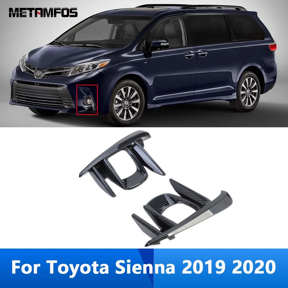 For Toyota Sienna 2019 2020 Carbon Fiber Front Fog Light Lamp Cover Trim Foglight Bumper Reflector Hood Accessories Car Styling