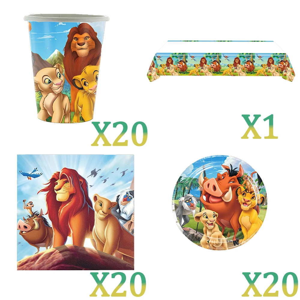 König der Löwen Simba Geburtstagsdekoration Partyzubehör Cartoon-Becher Teller Servietten Tischdecke für Kindergeburtstag Geschenk Babyparty – Detail 3