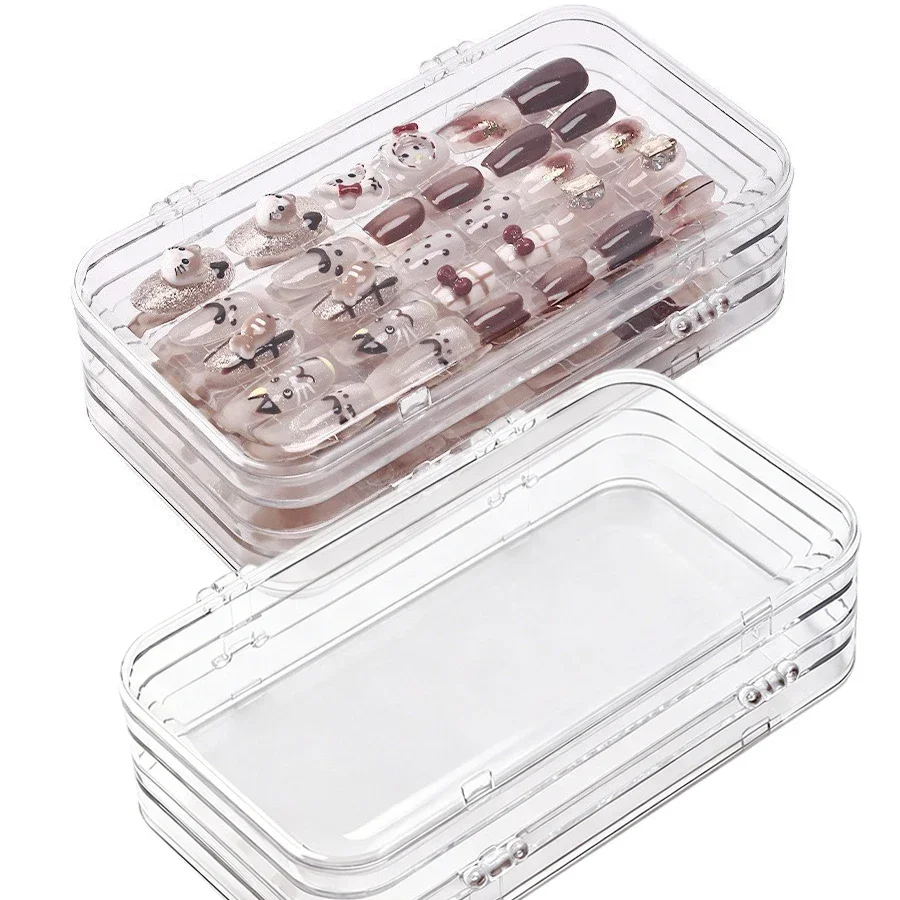 3-Fold Press On Nails Storage Box, Dustproof Cover Nail Art Organizer, Portable Manicure Display Case - view 5