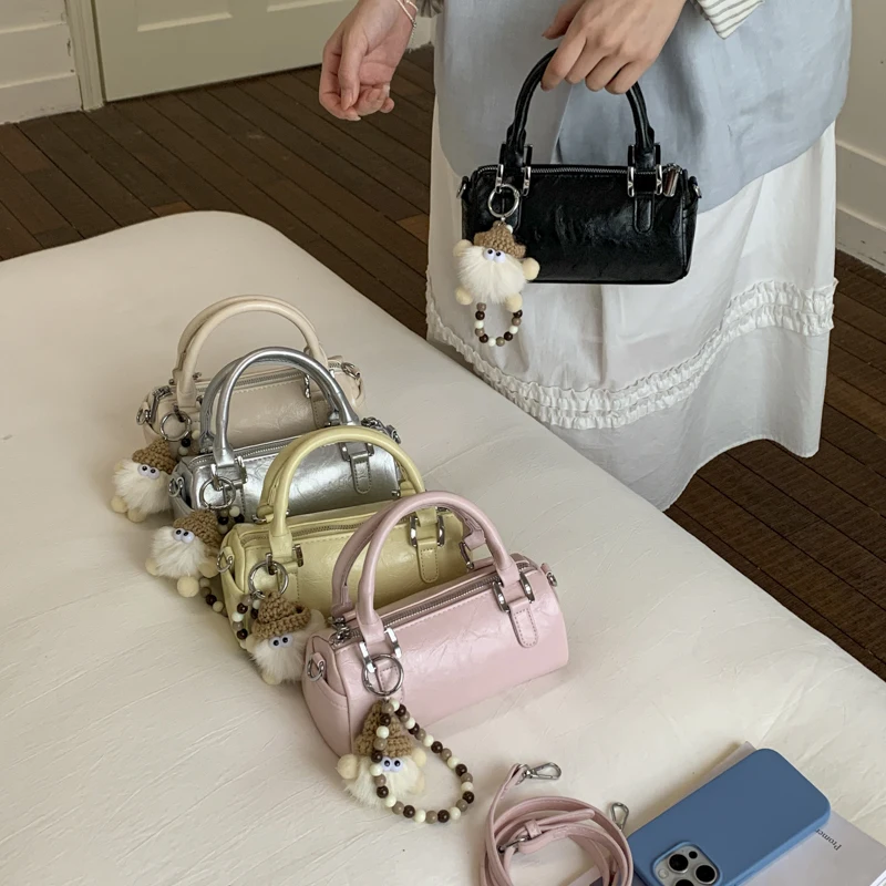 

Korean Minimalist Bag Fashion round Cylinder Handbag Small Women's Single Shoulder Pillow Crossbody Bag Handbag