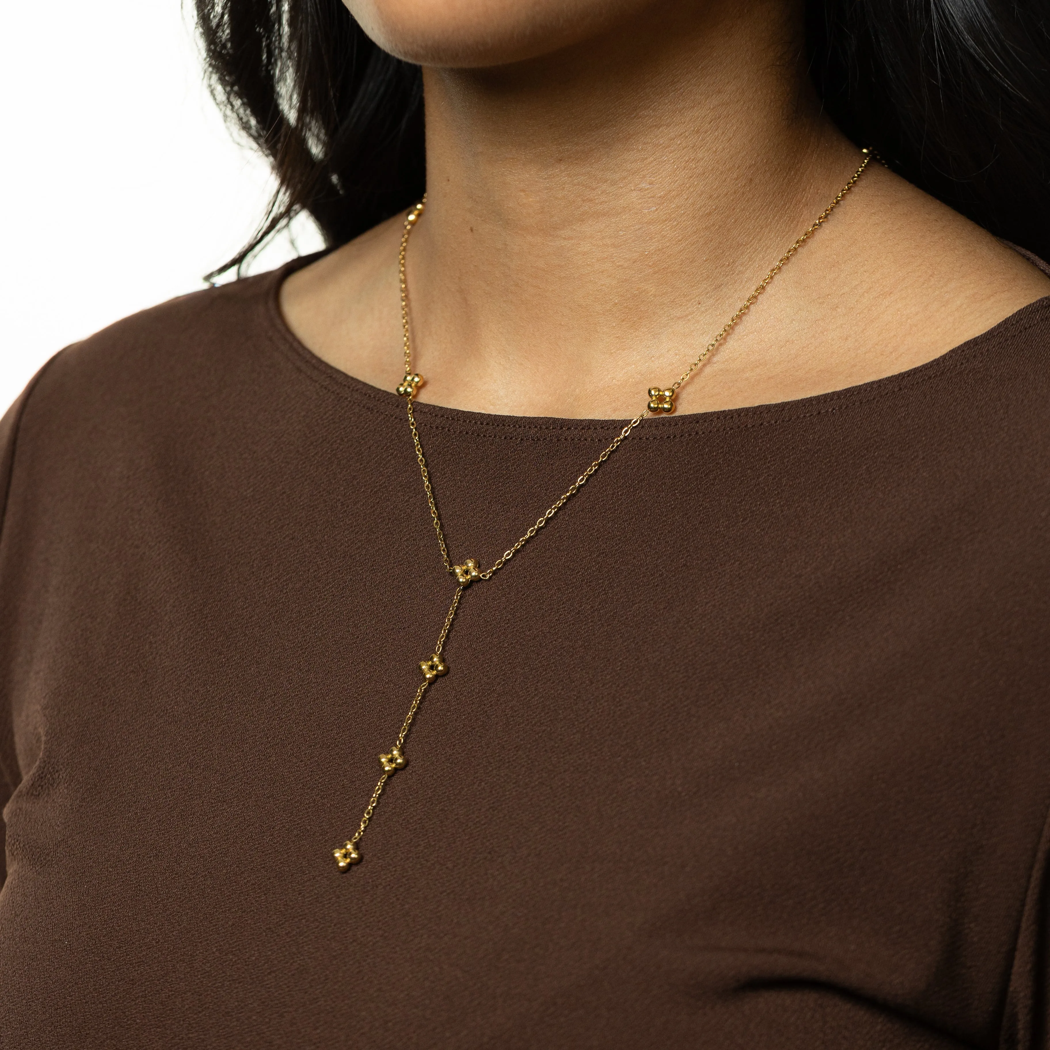 

Custom Henna Lariat Necklace Arabic Stainless Steel 18K Gold Plated Tassel Necklace Flower Jewelry Muslim Christmas Gift for Her