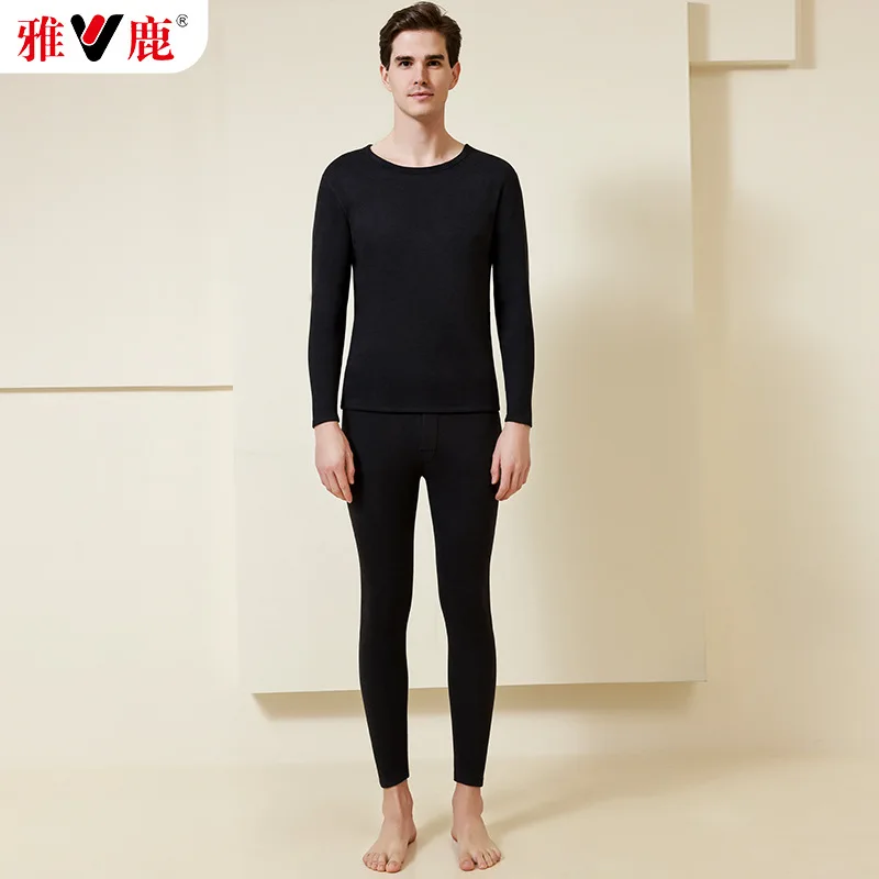 Comfortable and Versatile Home Pajamas Set Thermal Underwear Soft Fleece Lined Thermal Clothes Men Warm Underwear Set