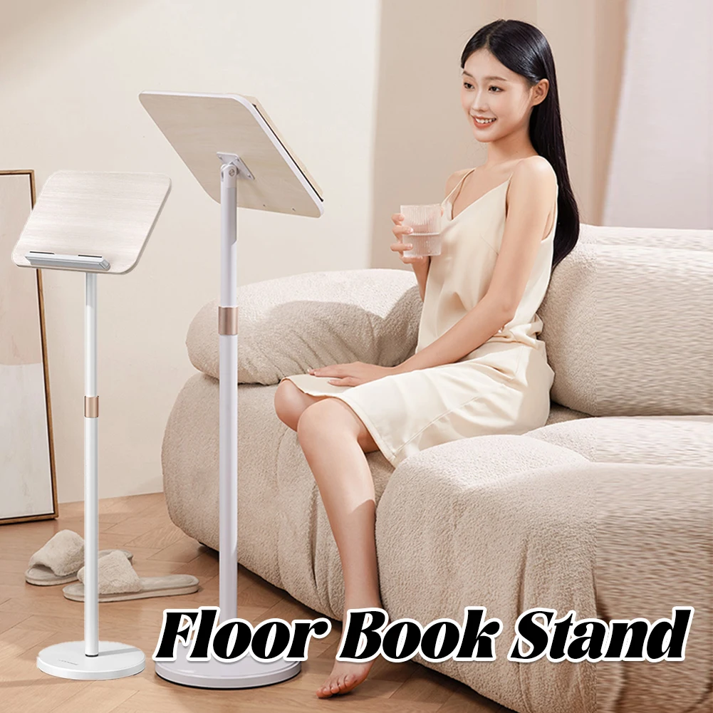 Floor Book Stand with Page Paper Clip Portable Book Holder Height Adjustable Laptop Display Holder for Recipe Laptop Sheet Music