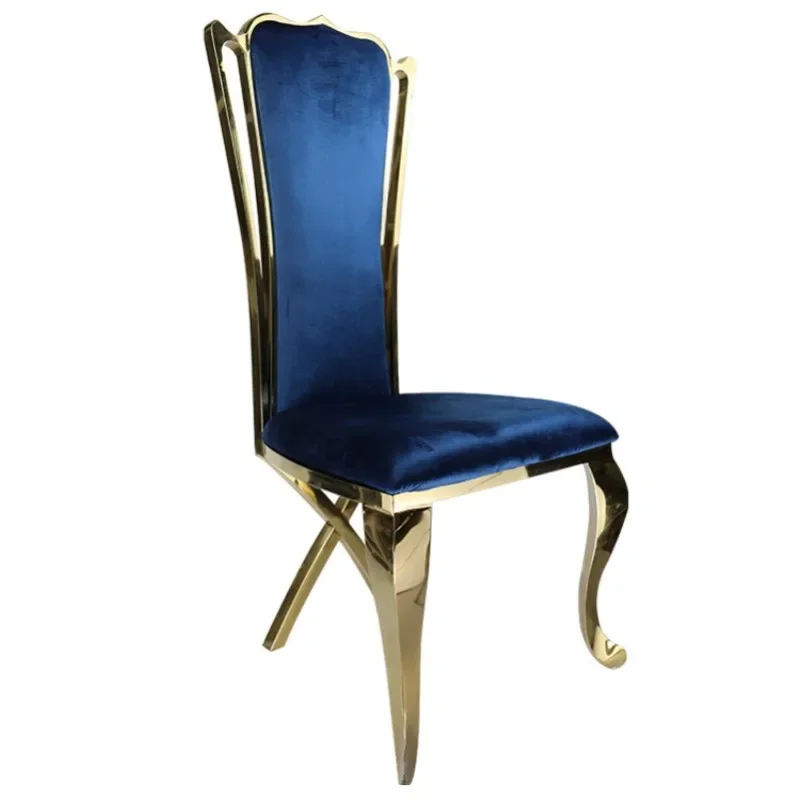 Stainless steel dining chairs, round back chairs, electroplated chairs, titanium gold, silver, suitable for weddings, restaurant