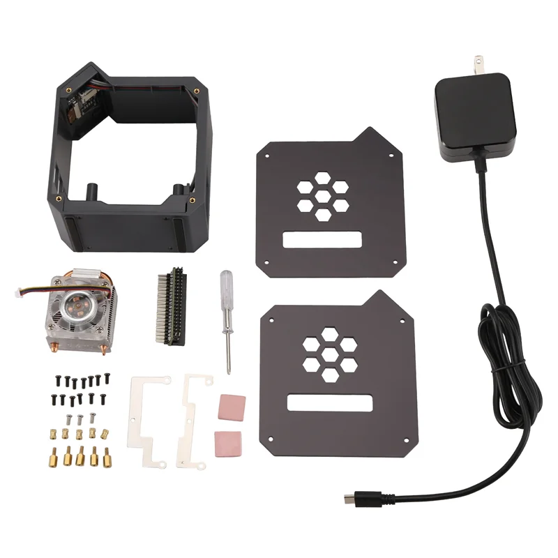 CS-Mini Tower Fan mit Gehäuse Kit mit Eisturm 0,96 Bildschirm Display Netzteil für Raspberry Pi5