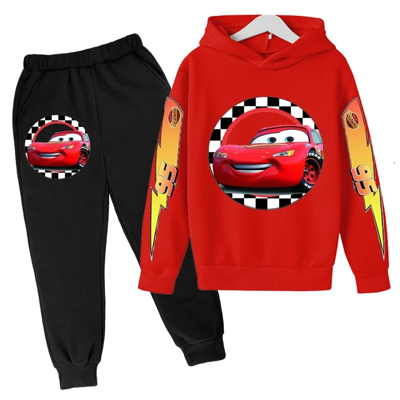 

Весенне-осенние комплекты одежды для маленьких мальчиков, Детская Хлопковая футболка с длинным рукавом и принтом в виде мультяшных автомобилей и Молнии Маккуин, топ + штаны, костюмы, одежда